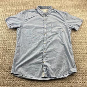 QUIKSILVER Shirt Men XXL Blue Button Down Modern Fit Casual Pocket Poly Cotton